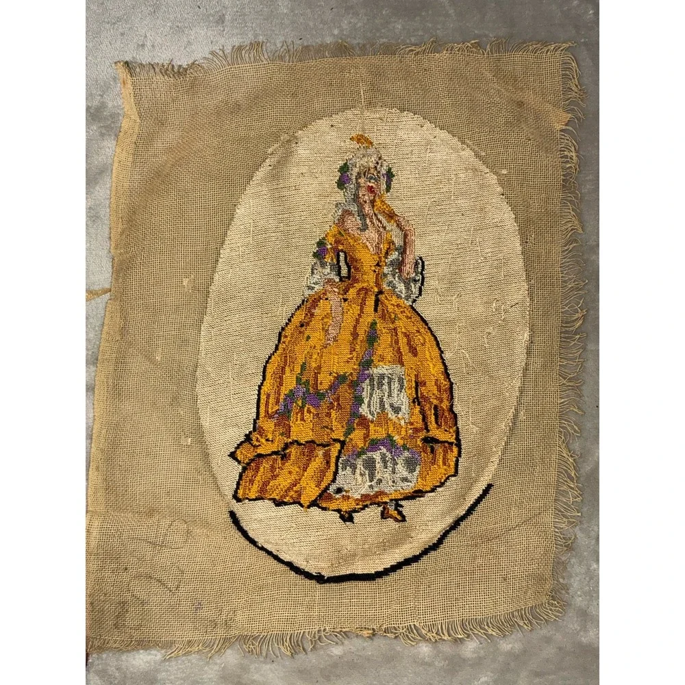 Vintage Needlepoint Tapestry Finished Victorian Lady‎ 10x6.75